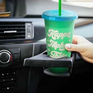 Sorority Shop Kappa Delta Glitter Color Changing Cups, 4-Pack Reusable Cups with Lids and Straws