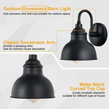 CHUXIA Gooseneck Barn Light Outdoor Farmhouse Barn Lights Waterproof Gooseneck Vintage Wall Sconces with E26 Light Bulb for Patio Porch