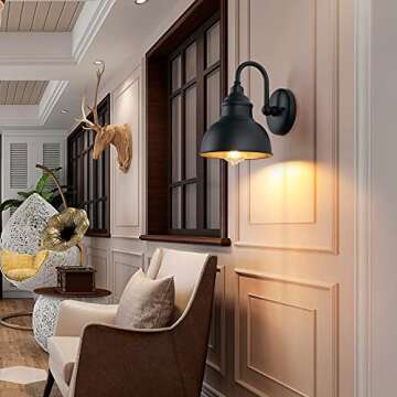 CHUXIA Gooseneck Barn Light Outdoor Farmhouse Barn Lights Waterproof Gooseneck Vintage Wall Sconces with E26 Light Bulb for Patio Porch