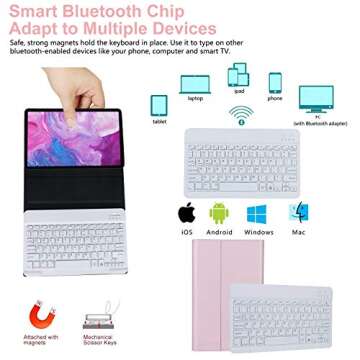 iPad 9th Generation Case with Keyboard 10.2 inch, Removable Wireless Bluetooth Keyboard| Slim Folio Protective Cover with Pencil Holder for iPad 9th 2021/8th 2020/7th 2019/Air 3rd Gen/Pro 10.5