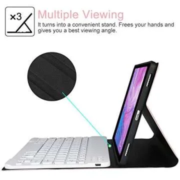 iPad 9th Generation Case with Keyboard 10.2 inch, Removable Wireless Bluetooth Keyboard| Slim Folio Protective Cover with Pencil Holder for iPad 9th 2021/8th 2020/7th 2019/Air 3rd Gen/Pro 10.5