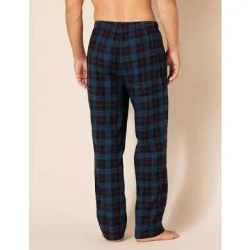 Amazon Essentials Men's Flannel Pajama Pant (Available in Big & Tall), Black Blue Plaid, Small