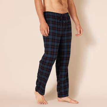 Amazon Essentials Men's Flannel Pajama Pant (Available in Big & Tall), Black Blue Plaid, Small