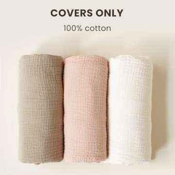 Konssy Muslin Baby Lounger Cover 1 Pack, 100% Cotton Newborn Lounger Cover, Soft and Breathable Lounger Slipcover, Cover Only