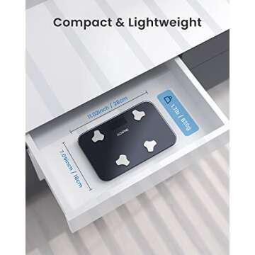 RENPHO Travel Scale for Body Weight, Portable Weighing Machine for Traveling, 13 Body Composition Analyzer BMl Health Monitor with App, 400 lbs, Elis Go, 11.02" x 7.09"