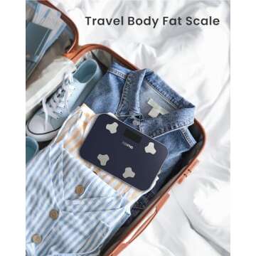 RENPHO Travel Scale for Body Weight, Portable Weighing Machine for Traveling, 13 Body Composition Analyzer BMl Health Monitor with App, 400 lbs, Elis Go, 11.02" x 7.09"