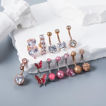 Elegant Vsnnsns 14G Belly Button Rings Jewelry Set