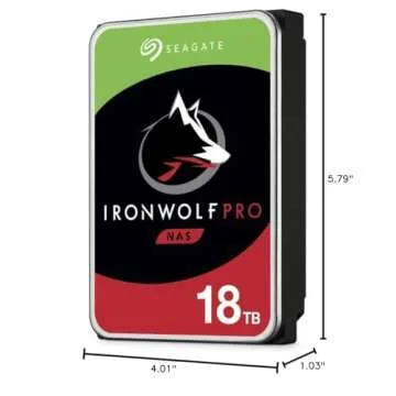 Seagate IronWolf Pro, 18TB, Internal Hard Drive, NAS, 3.5 Inch, SATA, 6GB/s, 7200 RPM, 256MB Cache, for RAID Network Attached Storage (ST18000NE000)
