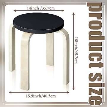 FairySandy Black Bentwood Stool Set - 6 Pcs for Home