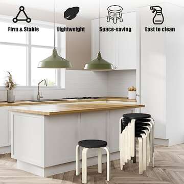 FairySandy Black Bentwood Stool Set - 6 Pcs for Home