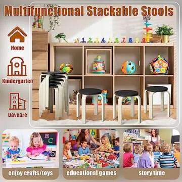 FairySandy Black Bentwood Stool Set - 6 Pcs for Home