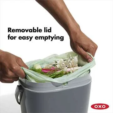 OXO Good Grips EASY-CLEAN COMPOST BIN - CHARCOAL - 1.75 GAL/6.62 L, Plastic, 8.3"L x 10.15"W x 12"H