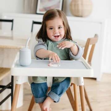 BapronBaby Minimalist Sage Bapron - No Neck Tie Safer Bib for Baby & Toddler - Soft Waterproof Stain Resistant - Machine Washable - Sz Baby/Toddler 6m-3T