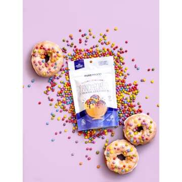 Pure Food By Estee Natural Rainbow Candy Coated Chocolate Chips, 5oz | Cosmic Brownie Sprinkles | Vegan Chocolate | Natural Rainbow Chips Sprinkles | Mini Colored Chocolate Chips for Baking | Soy Free, Gluten Free, Dairy Free, Nut Free