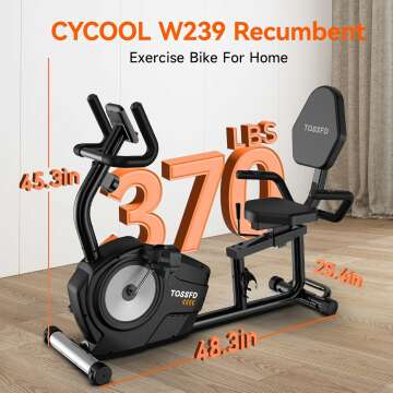 Recumbent Exercise Bike, Recumbent Stationary Bike for Home, Recumbent Bike with 400LB Weight Capacity Whisper-Quiet 16 Levels Magnetic Resistance Heart Rate Handle and Multi-Function LCD Comfortable Seat