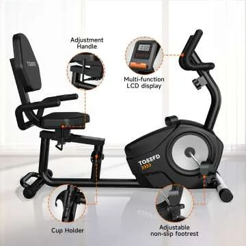 Recumbent Exercise Bike, Recumbent Stationary Bike for Home, Recumbent Bike with 400LB Weight Capacity Whisper-Quiet 16 Levels Magnetic Resistance Heart Rate Handle and Multi-Function LCD Comfortable Seat