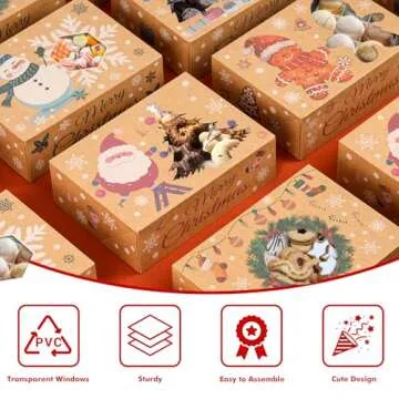Moretoes 15pcs Christmas Cookie Boxes for Gift Giving