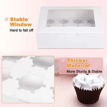 Sturdy 15-Packs White Cupcake Boxes with Inserts
