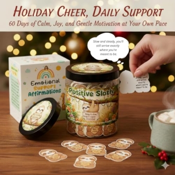 Positive Sloth Jar With 60 Affirmation Cards for Stress Relief and Positivity