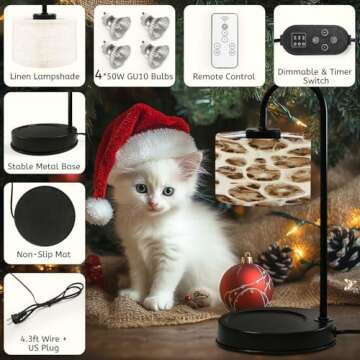 Candle Warmer Lamp with Timer Tiger Skin Watercolor Seamless Pattern Leopard Seamless Animal Skin Dimmable Wax Warmer with 4 Bulbs Birthday Gifts for Jar Candles Women House Warming New Home Decor