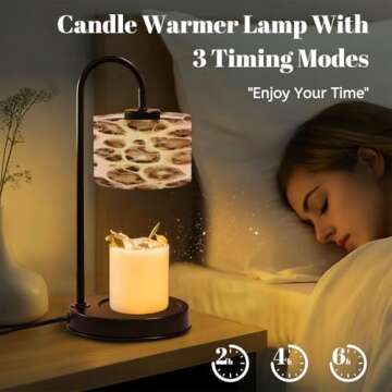 Candle Warmer Lamp with Timer Tiger Skin Watercolor Seamless Pattern Leopard Seamless Animal Skin Dimmable Wax Warmer with 4 Bulbs Birthday Gifts for Jar Candles Women House Warming New Home Decor