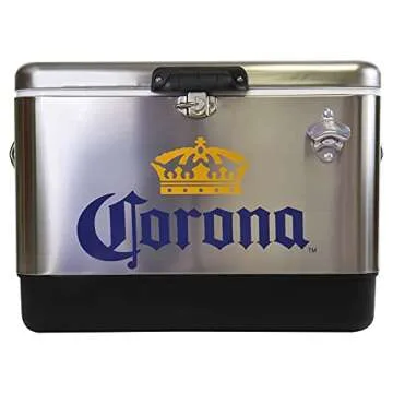 Corona Ice Chest Beverage Cooler with Bottle Opener 51L (54 qt) 85 Can Capacity Stainless Steel Port...