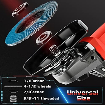 7.5Amp 4-1/2 Inch 12000 RPM Angle Grinder with 2 Guards, 3 Cutting Wheels, 3 Discs, Non-Slip Handle and Carbon Brush for Metal and Wood