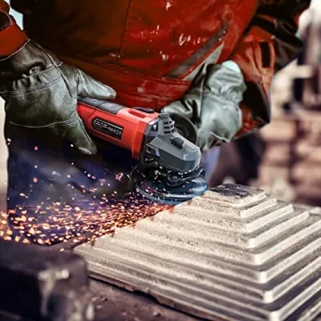 7.5Amp 4-1/2 Inch 12000 RPM Angle Grinder with 2 Guards, 3 Cutting Wheels, 3 Discs, Non-Slip Handle and Carbon Brush for Metal and Wood