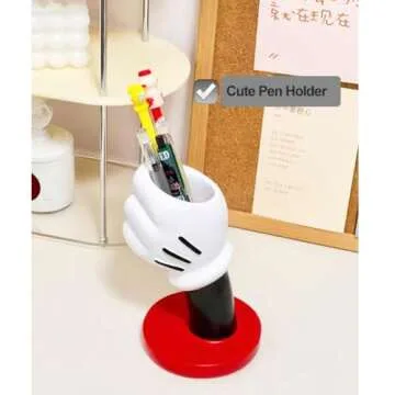 FUEMEILY Cute Mouse Pen Holder for Desk, Cartoon Mouse Vase Makeup Brush Holder, Birthday Party Supplies Gift for Home Decoration