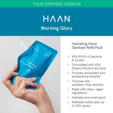 HAAN Hydrating Hand Sanitizer with Aloe Vera (Refill Bag) Cleanses Your Hands While Moisturizing, Fr...