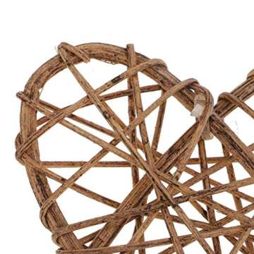 10pcs Heart Rattan Ball DIY Takraw Ball Craft Decor Photo Shooting Props for Home Garden Wedding Party Decoration - Brown