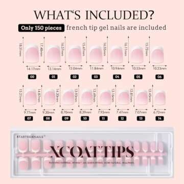 BTArtboxnails XCOATTIPS French Gel Nails - French Tip Press on Nails Pink Extra Short Square Shape Nail Tips, Fake Nails Extensions Nail Art DIY Valentines Day Gift