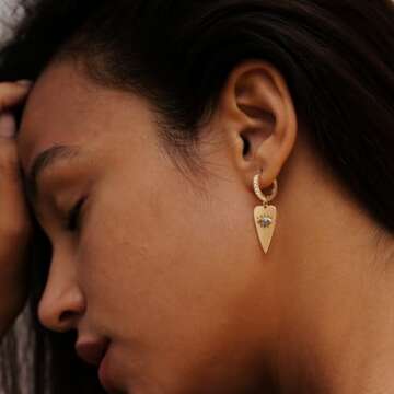 VACRONA Gold Hoop Earrings Evil Eye Huggie Earrings for Women 14k Gold Plated Small Huggie Hoop Earr...