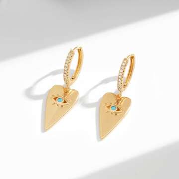 Gold Evil Eye Huggie Hoop Earrings for Women