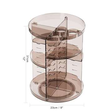 Rotating Makeup Organizer Countertop, DIY Adjustable Trays Spinning Skincare Organizers, Cosmetic Di...