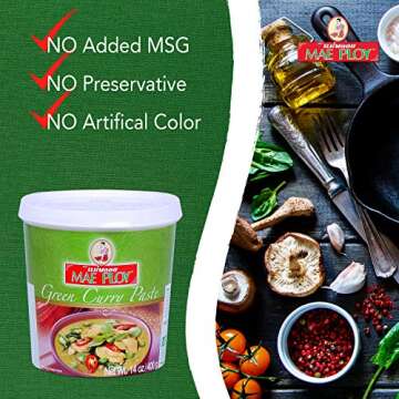 Authentic Mae Ploy Green Curry Paste, 14oz Tub