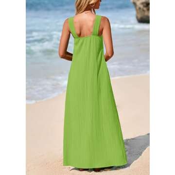 PRETTYGARDEN Womens Off The Shoulder Maxi Dress - Flowy Summer Dress with Pockets (Green, Large)