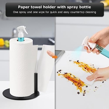SOAMOEU Paper Towel Holder with Spray Bottle for Clean Homes