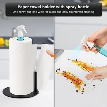 SOAMOEU Paper Towel Holder with Spray Bottle for Clean Homes