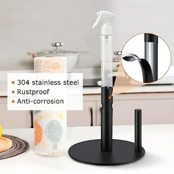 SOAMOEU Paper Towel Holder with Spray Bottle for Clean Homes