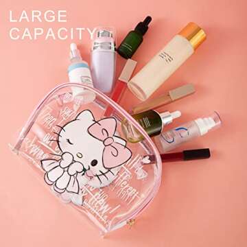 AmBealla Cosmetic Big Makeup Bag Cosmetic Bag Travel Carrying Case Kitty Cat Toiletry Bag Lady Gift Christmas