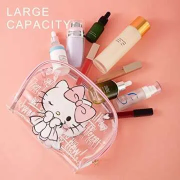 AmBealla Cosmetic Big Makeup Bag Cosmetic Bag Travel Carrying Case Kitty Cat Toiletry Bag Lady Gift Christmas