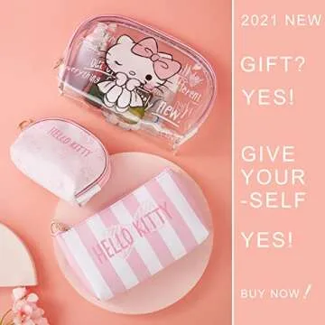 AmBealla Cosmetic Big Makeup Bag Cosmetic Bag Travel Carrying Case Kitty Cat Toiletry Bag Lady Gift Christmas