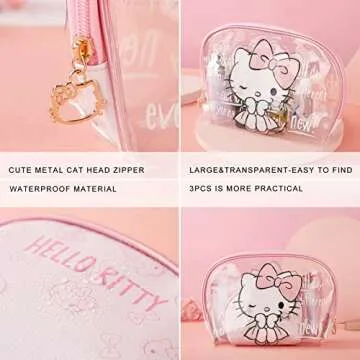 AmBealla Cosmetic Big Makeup Bag Cosmetic Bag Travel Carrying Case Kitty Cat Toiletry Bag Lady Gift Christmas