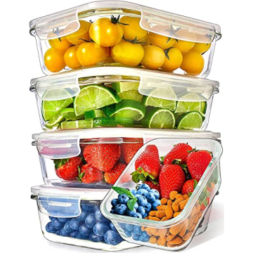 PrepNaturals Multi-Compartment Glass Meal Prep Containers 36 Oz