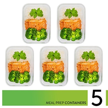 PrepNaturals Multi-Compartment Glass Meal Prep Containers 36 Oz