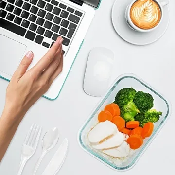 PrepNaturals Multi-Compartment Glass Meal Prep Containers 36 Oz