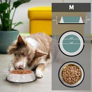 WOOFUU Sparkly Full Rhinestones Designed Rose Gold Stainless Steel Pet Bowl - Stylish and Practical Diamond Food Water Dishes Bowls for Small Medium Large Cats Dogs Rabbits