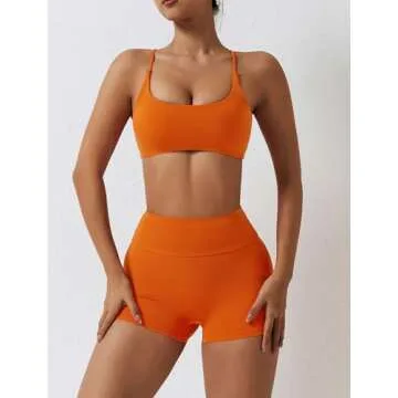 ABOCIW Sports Bras for Women Strappy Criss Cross Back Backless Yoga Bra Scrunch Butt liftings High W...