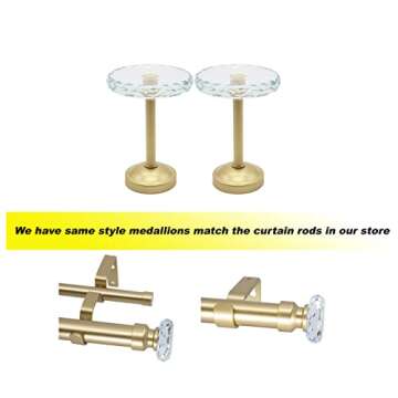 MERIVILLE 1-Inch Diameter Double Window Treatment Curtain Rod, Cut Crystal Finial, 48-inch to 84-inch Adjustable, Royal Gold